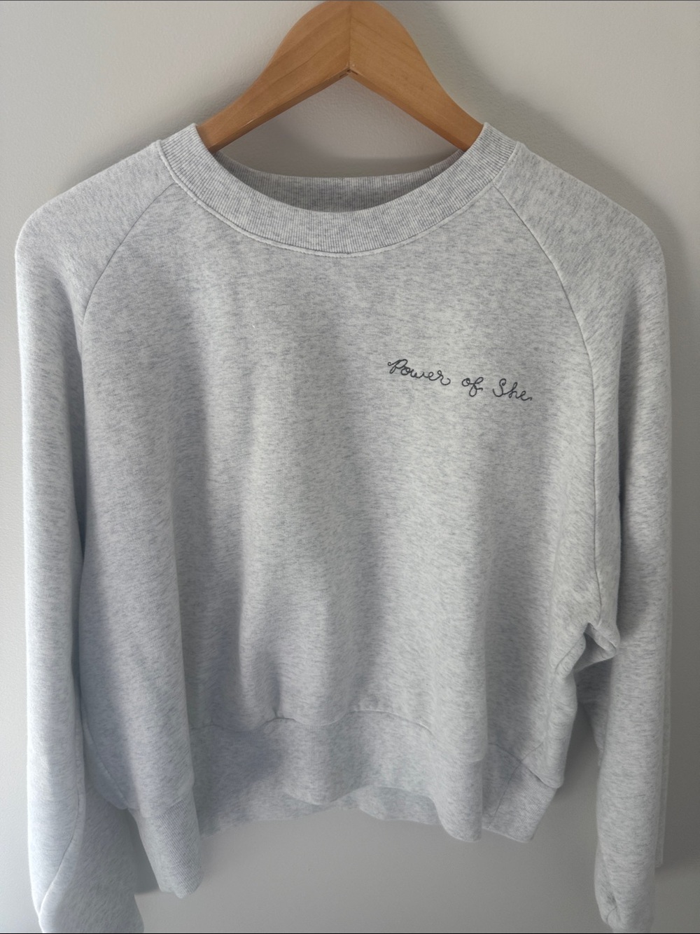 Athleta Light Gray "Power of She" Crewneck Sweatshirt